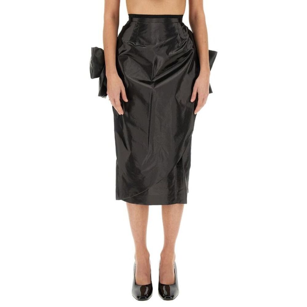 MAISON MARGIELA Women's High-Waist Draped Midi Skirt with Side Bow Detail Women